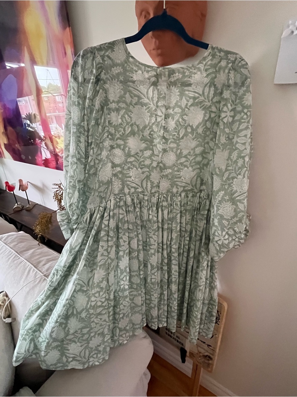 DAUGHTERS OF INDIA Kira Mint Green and White Floral Dress - Picture 6 of 10